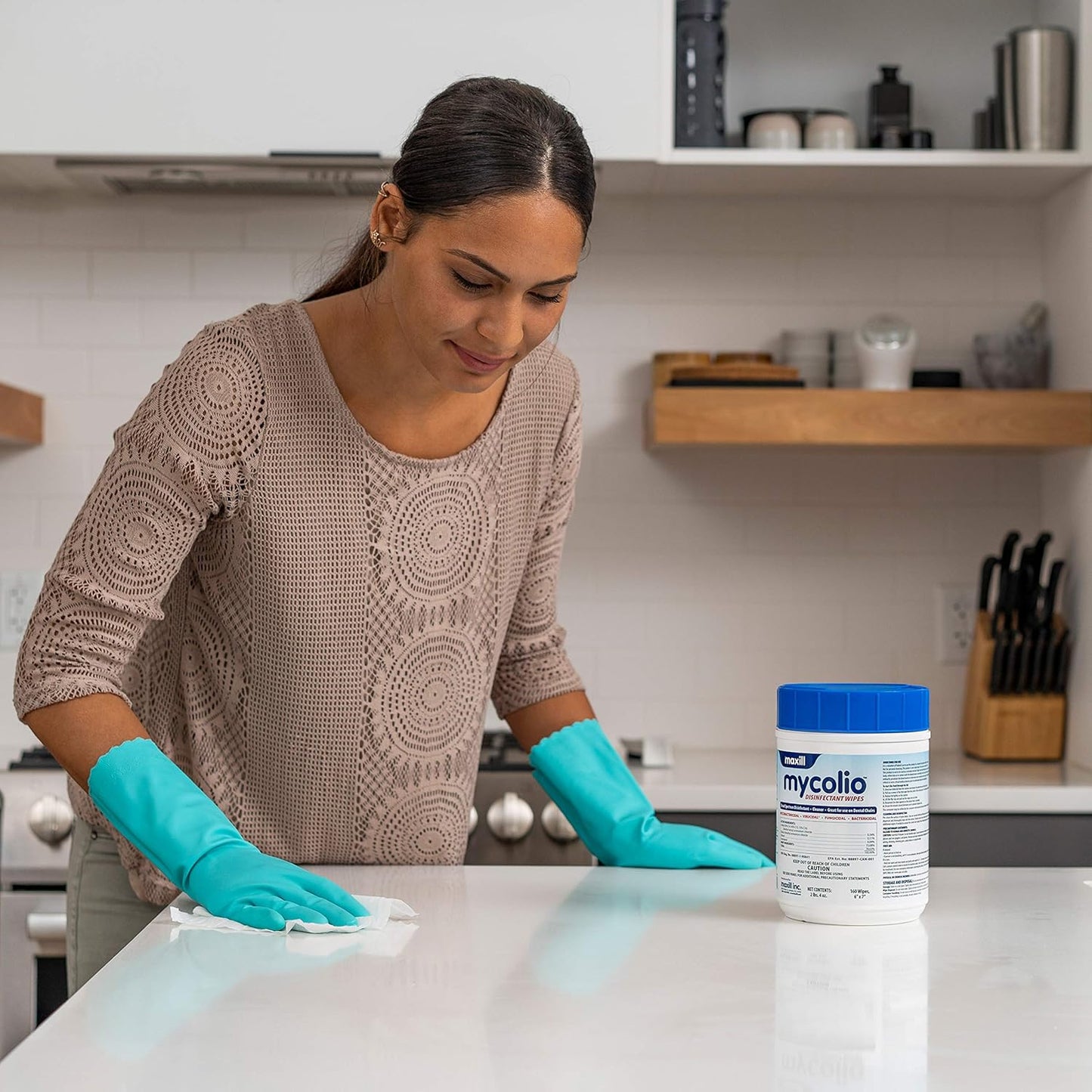 Mycolio Hospital Grade Disinfectant Wipes - 6" X 7" - Disinfecting Antibacterial Sanitizing Cleaning Wipes - 1 Canister + 1 Refill Pouch