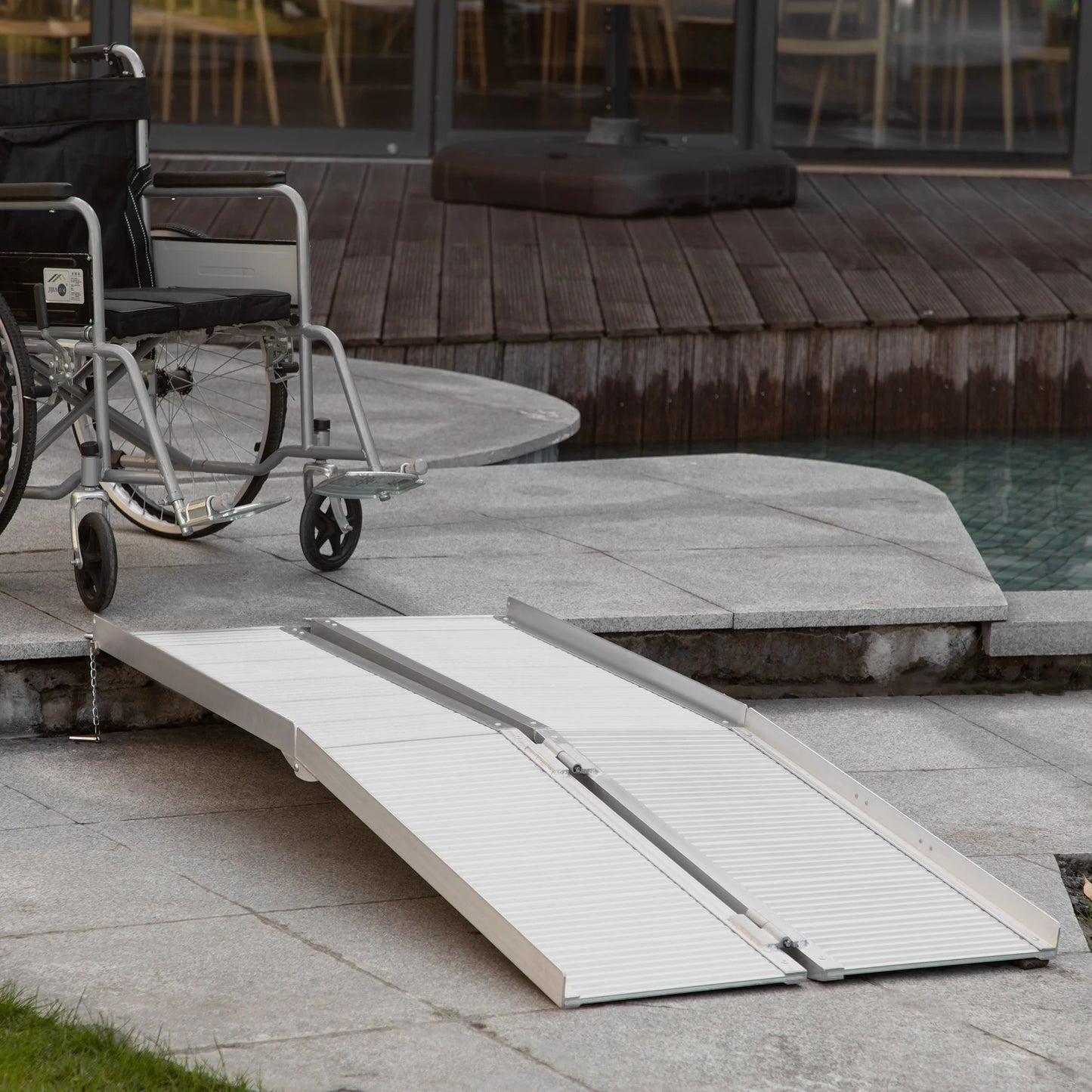 Wheelchair Ramp 6FT, Foldable Aluminum Threshold Ramp with Non-Slip Surface and Handle, 600Lbs Weight Capacity, Suitcase Handicap Ramp for Home, Doorways, Curbs, Steps