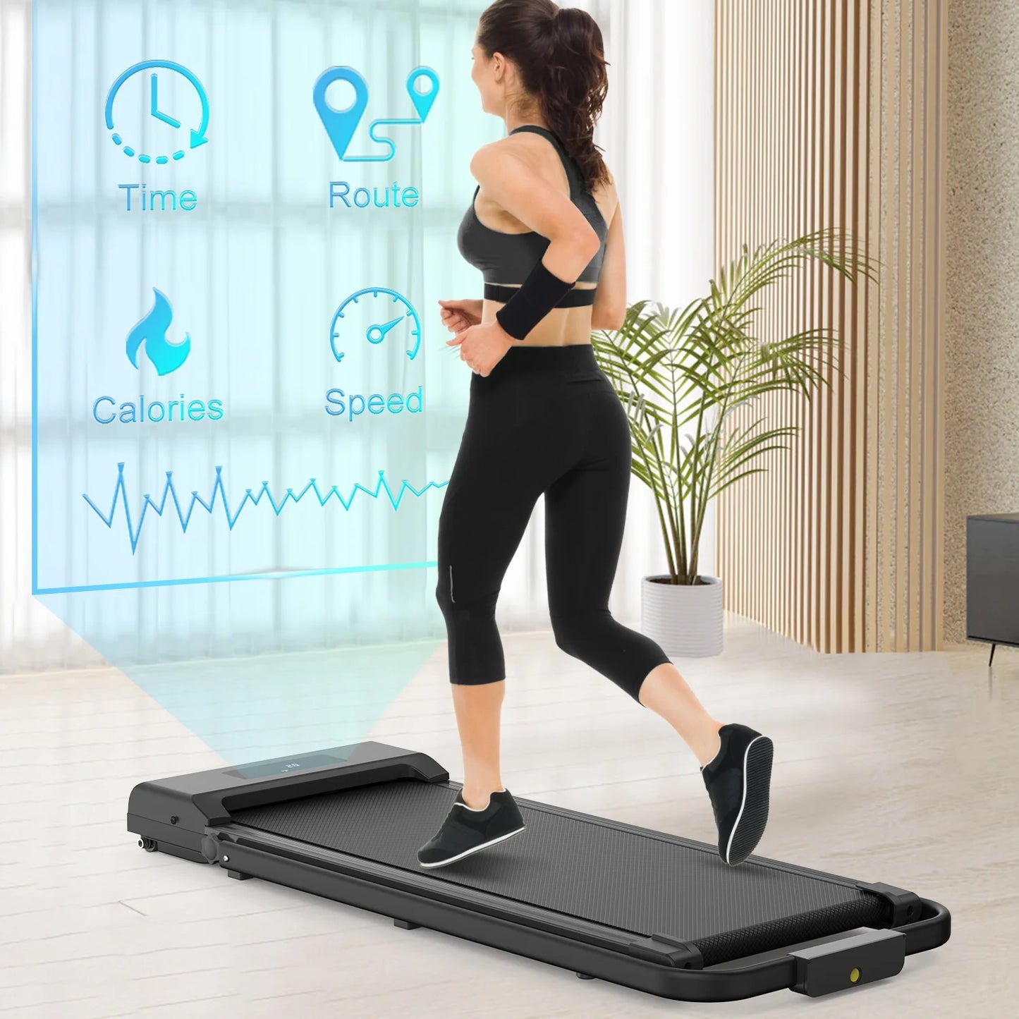 Foldable Walking Pad,2 in 1 under Desk Treadmill with Remote Control and LED Display,320Lb Capacity,Compact & Small Treadmill for Home & Office,Black