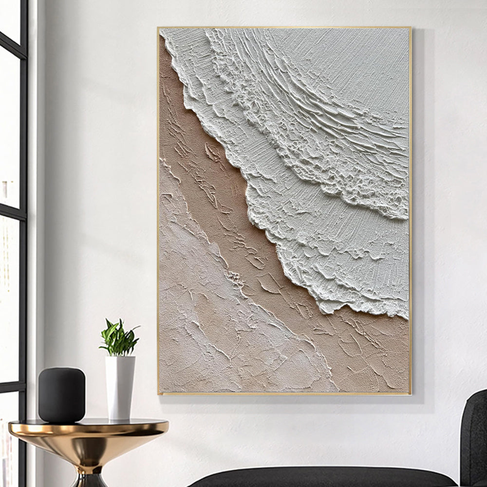 Modern Ocean Waves Abstract Hand-Painted Texture Oil Painting On Canvas Sea Wave Landscape Wabi-Sabi Style Wall Arts Decor Picture No Framed