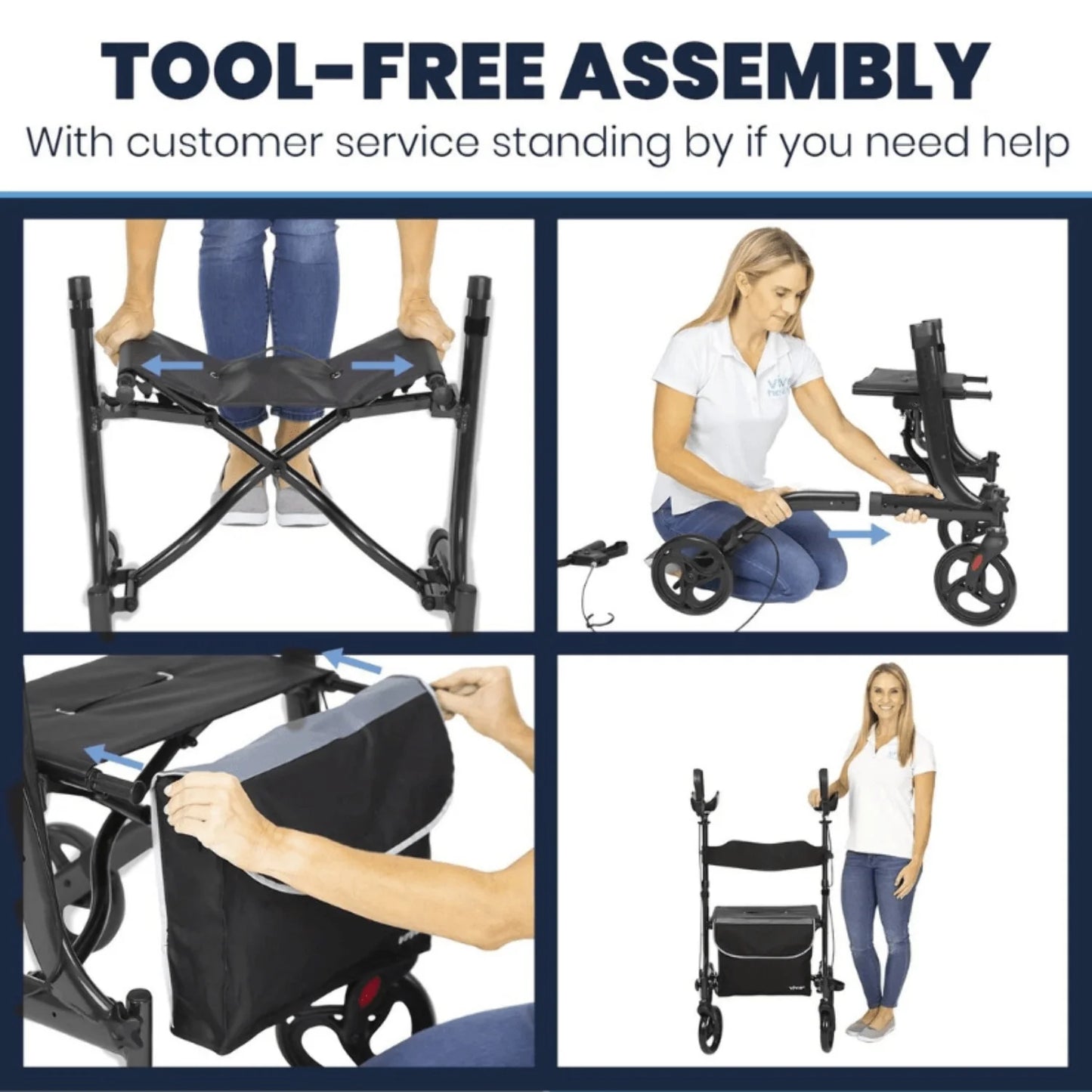 Upright Walker with Seat, Standing Rollator, Foldable, Red