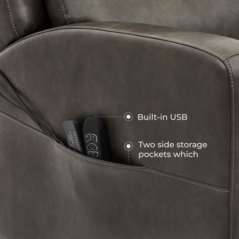 Bellanie Upholstered Lift Assist Power Recliner with Massage and Heated