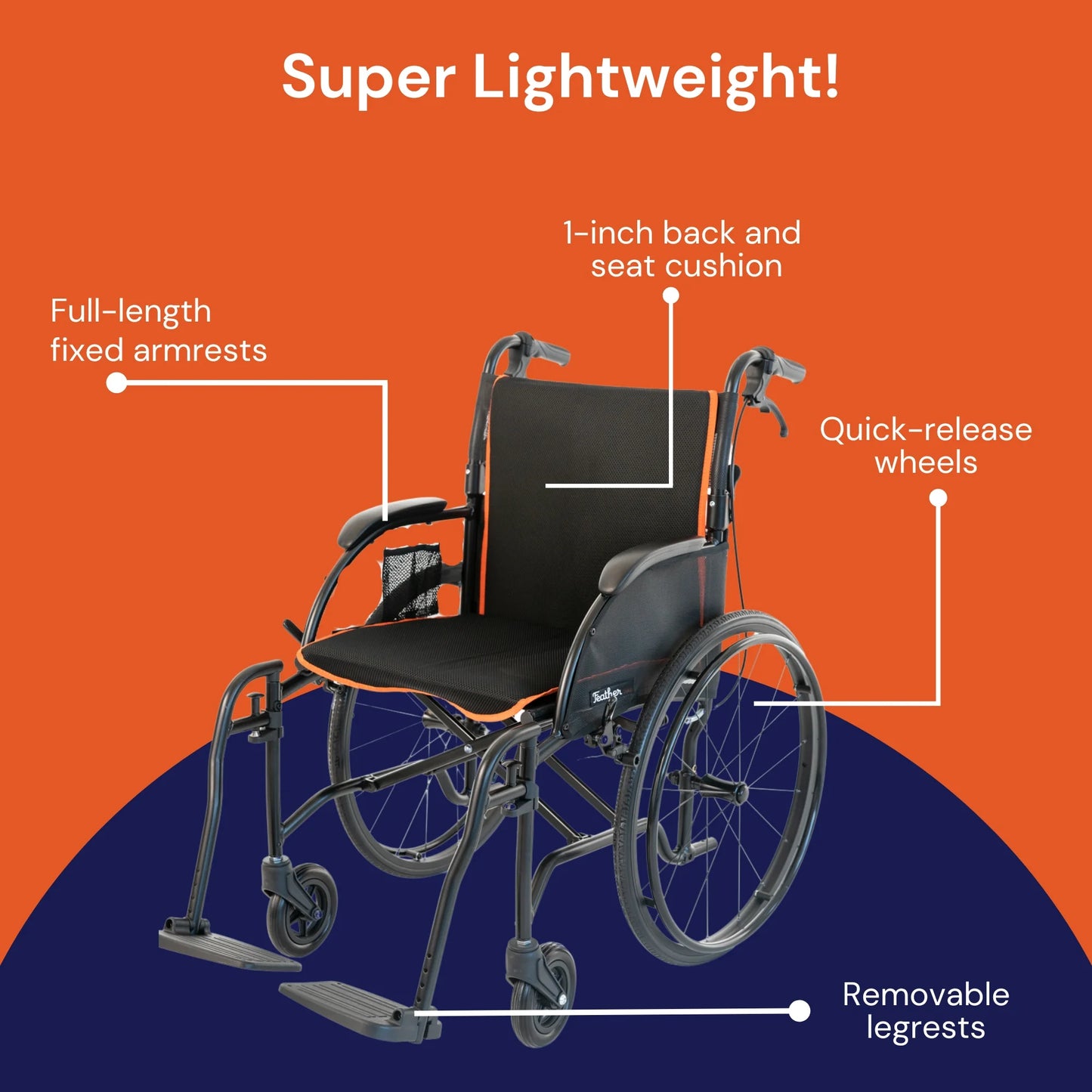 Mobility Lightweight Wheelchair for Seniors, Foldable for Travel, 13.5 Lbs, 1 Ct