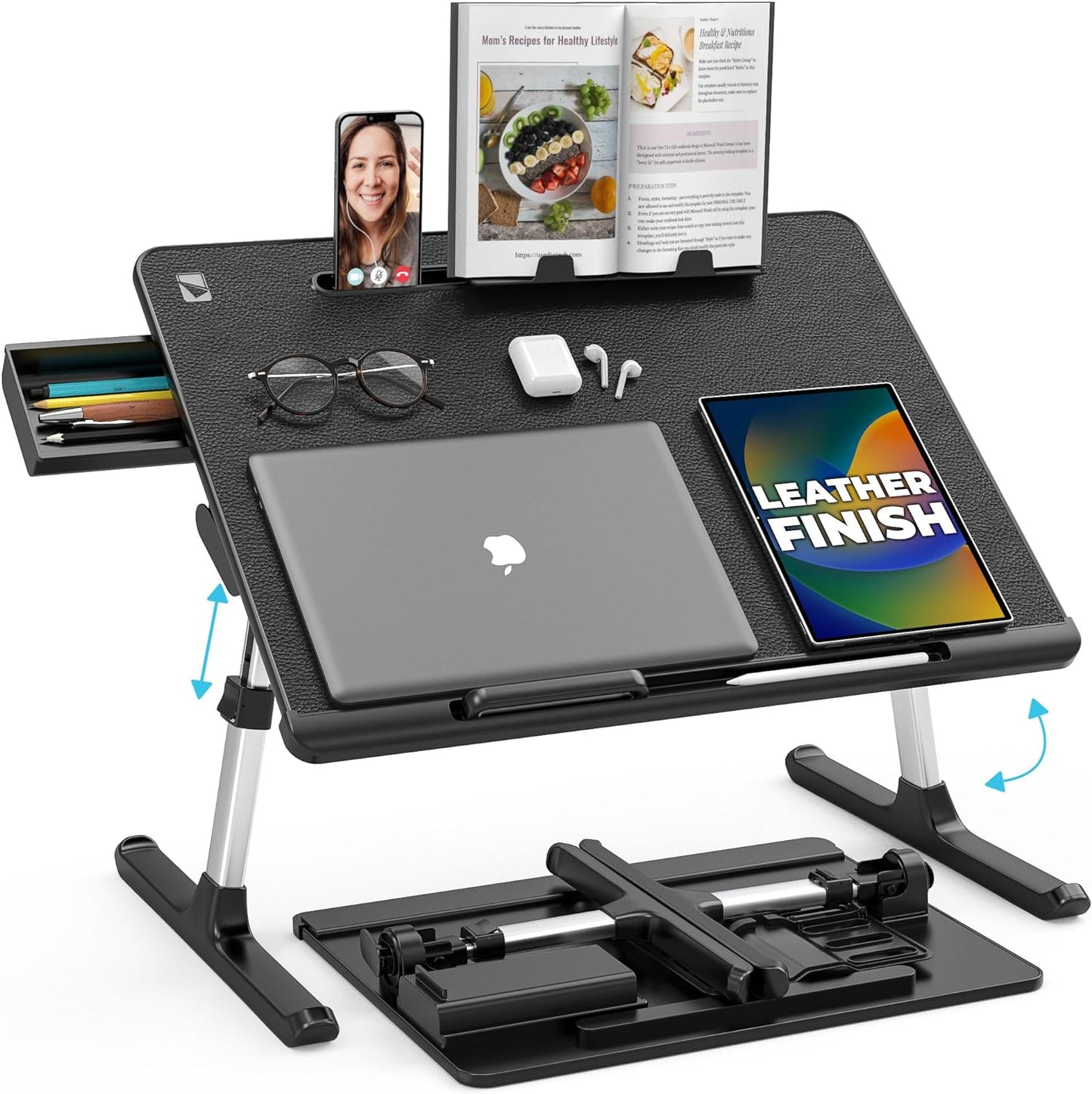 Cooper Desk PRO – Adjustable Leather Laptop Table for Comfort | Easeful Living