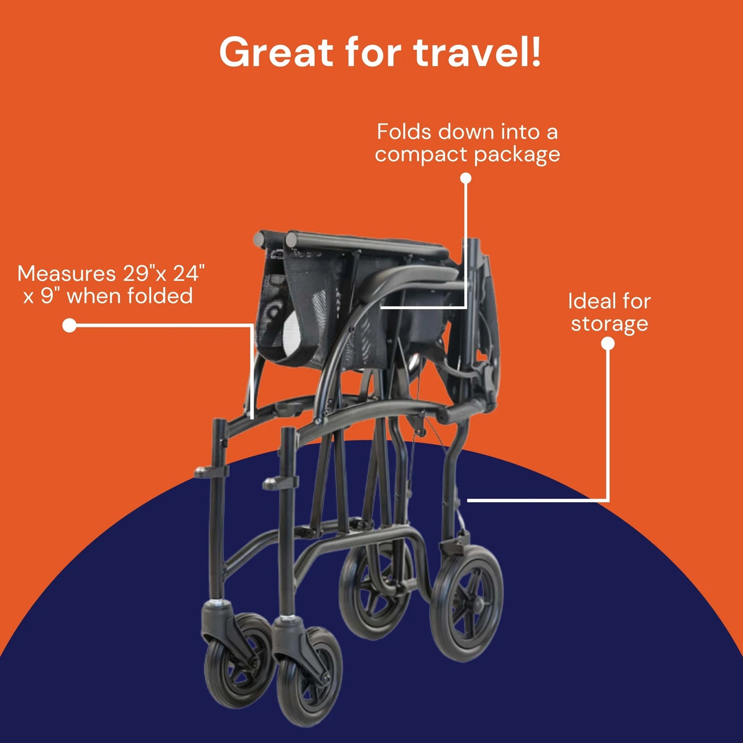Mobility Lightweight Wheelchair for Seniors, Foldable for Travel, 13.5 Lbs, 1 Ct