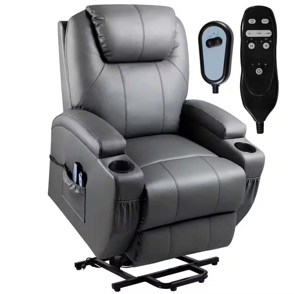 Gray Leather Power Lift Recliner – Ultimate Comfort