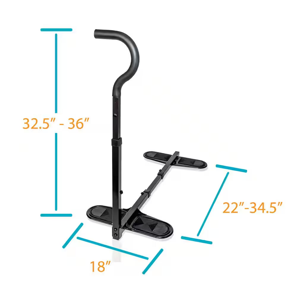 Universal Chair Cane Standing Aid with Ergonomic Stand Assist Handle in Black
