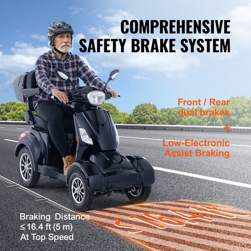 Heavy Duty 4-Wheel Mobility Scooters 31 Miles 3-Speed 800W 500Lbs Capacity
