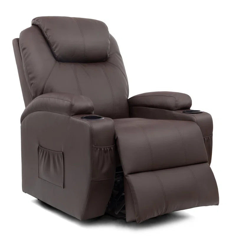 Electric Power Lift Recliner Chair with Massage for Elderly, PU Leather Home Theater Seat with Side Pockets and 2 Cup Holders Ergonomic Lounge Chair Single Sofa for Home Living Room
