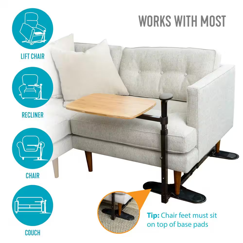 Omni Tray 20 In. X 15 In. Bamboo TV Tray Table with Adjustable Support Handle