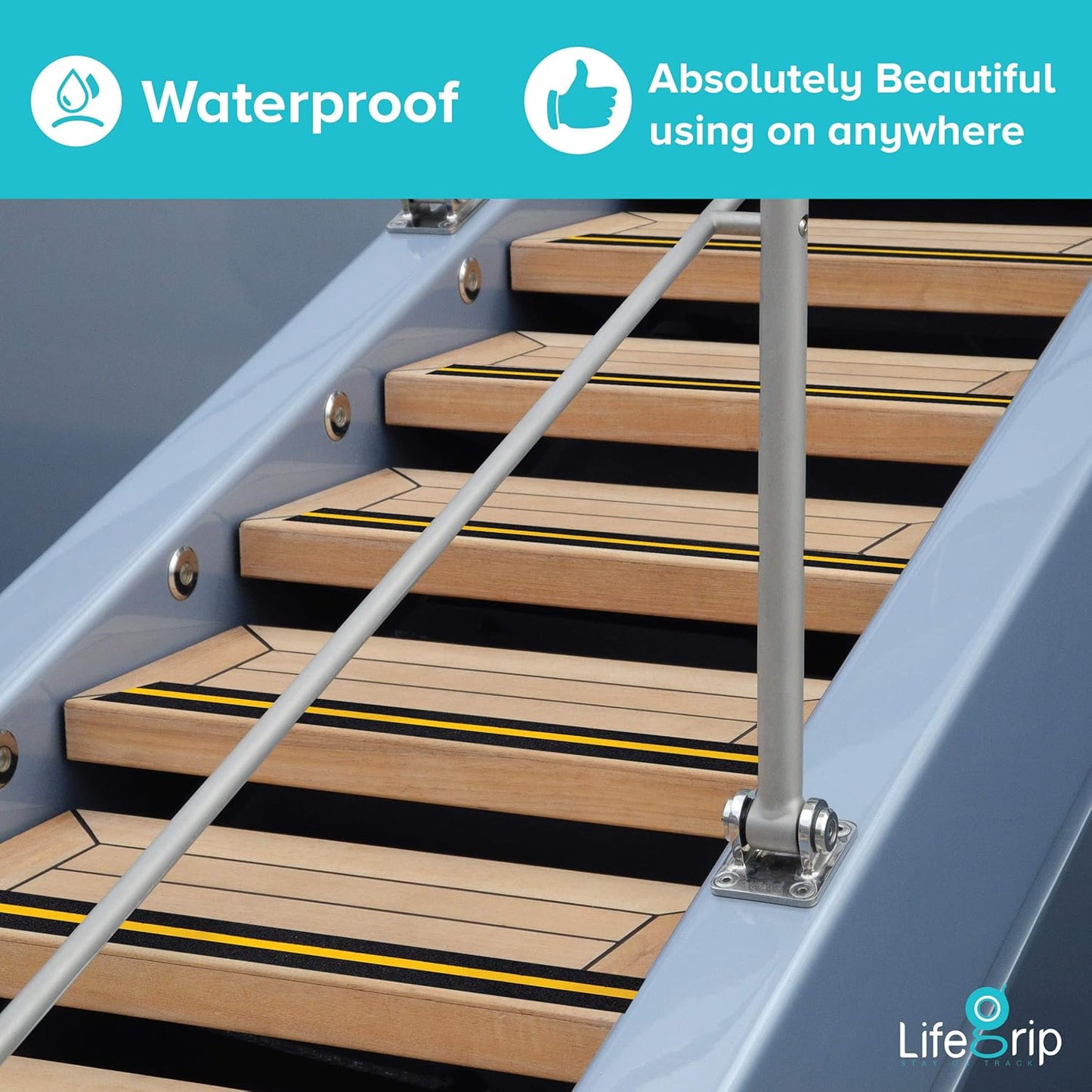 Lifegrip anti Slip Traction Tape with Reflective Stripe, Best Grip, Friction, Abrasive Adhesive for Stairs, Tread Step, Indoor, Outdoor, Black (2" X 30')