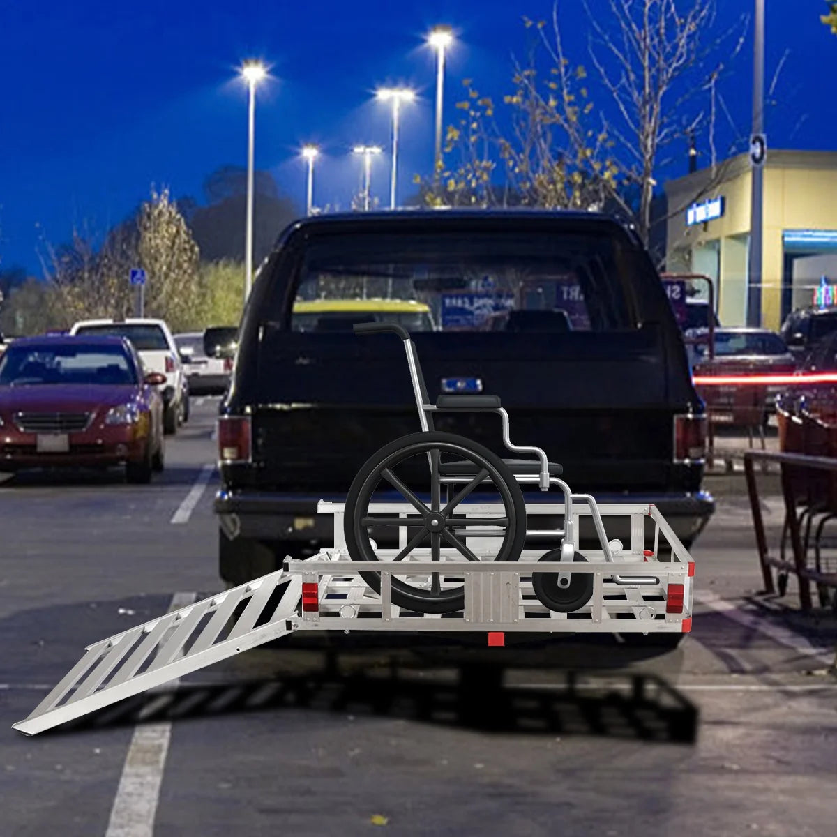 50'' X 29.5'' Aluminum Cargo Carrier with Ramp Hitch-Mounted Mobility Carrier Hauler