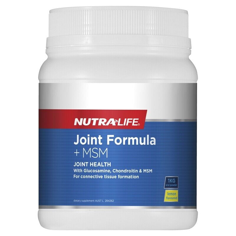 2 X NUTRA-LIFE Joint Formula + MSM Powder 1KG Lemon Flavor Glucosamine Nutralife