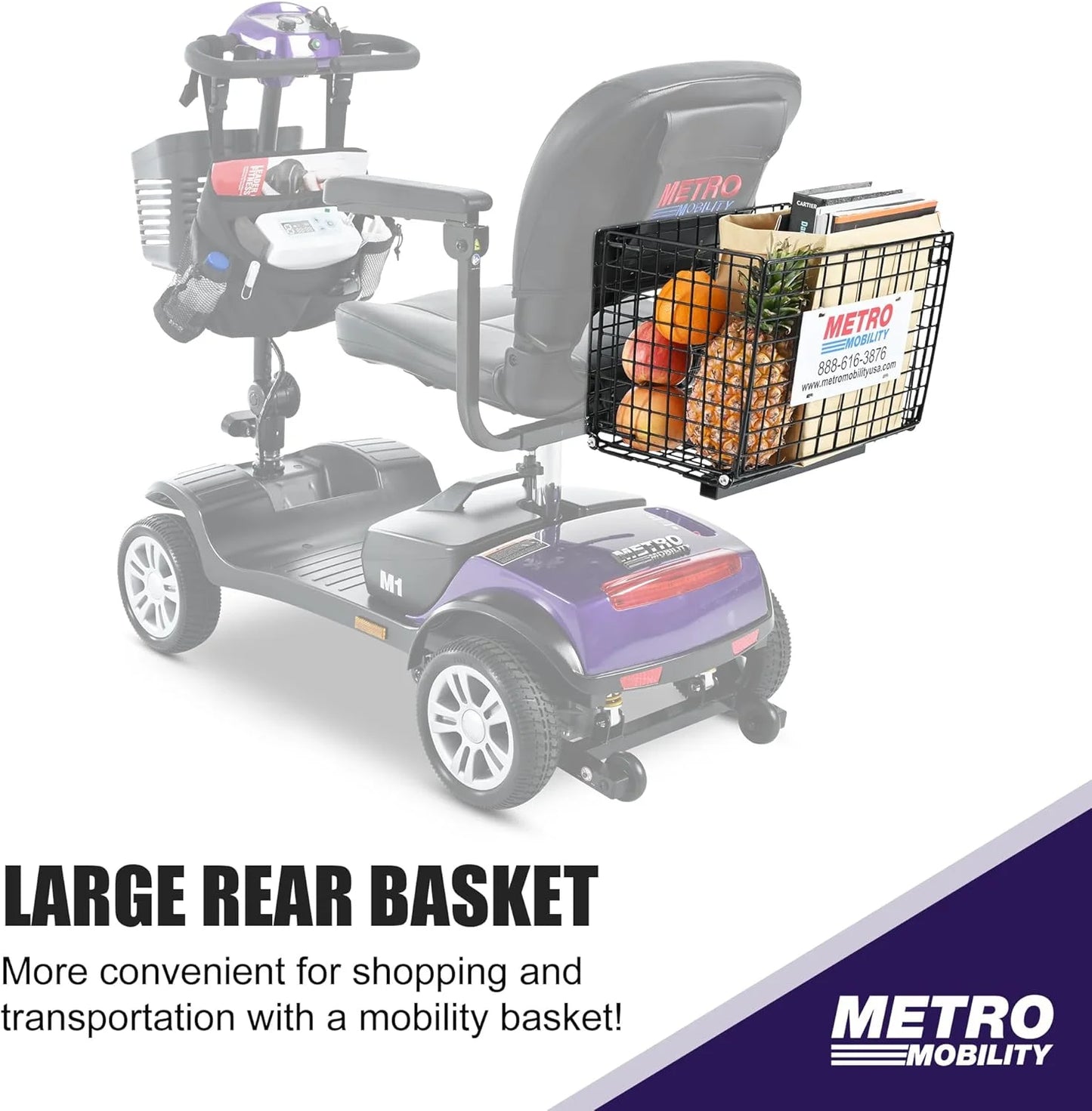 Electric Mobility Scooters for Adults and Seniors - 300 Lbs Max Weight, 4-Wheel Powered Mobility Scooters,Folding Mobility Scooter Lightweight for Travel, Elderly(With Head Light-Dark Purple)