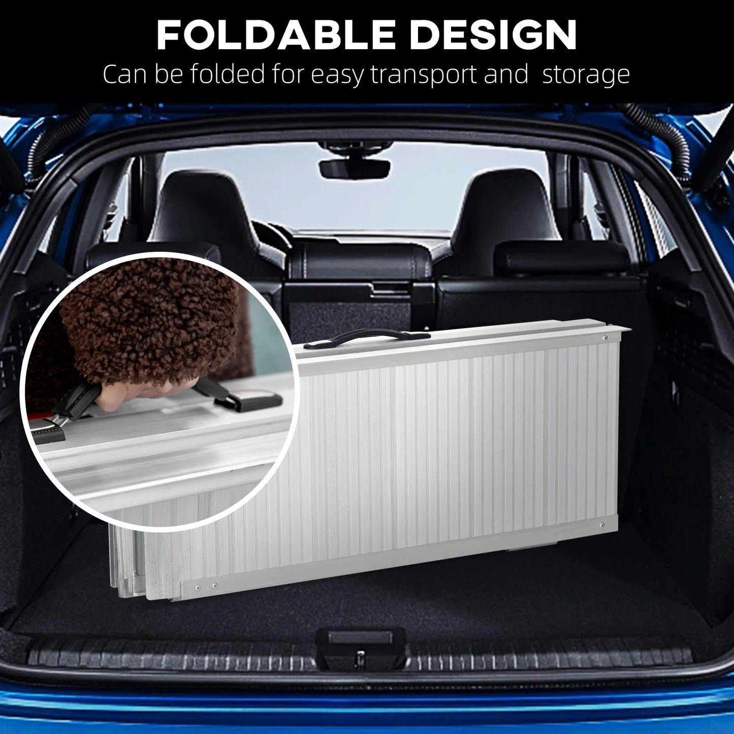 Wheelchair Ramp 6FT, Foldable Aluminum Threshold Ramp with Non-Slip Surface and Handle, 600Lbs Weight Capacity, Suitcase Handicap Ramp for Home, Doorways, Curbs, Steps
