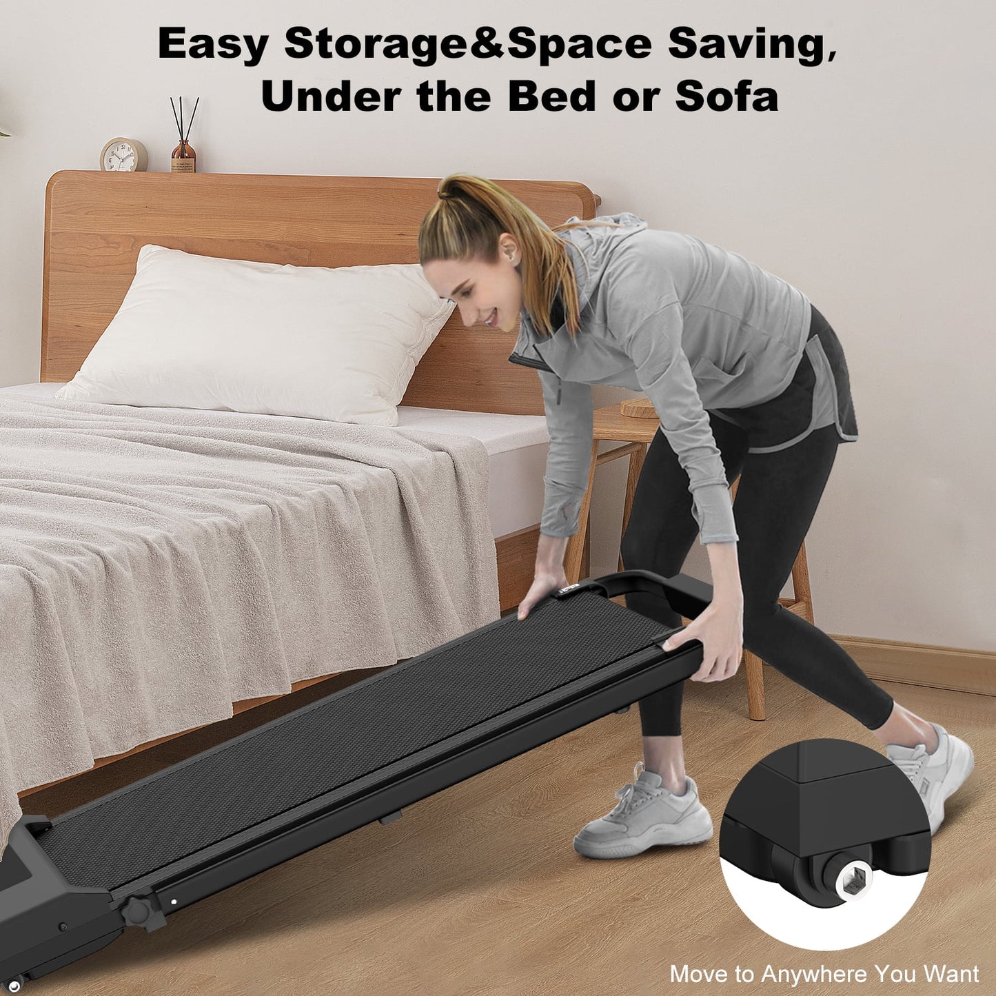 Foldable Walking Pad,2 in 1 under Desk Treadmill with Remote Control and LED Display,320Lb Capacity,Compact & Small Treadmill for Home & Office,Black