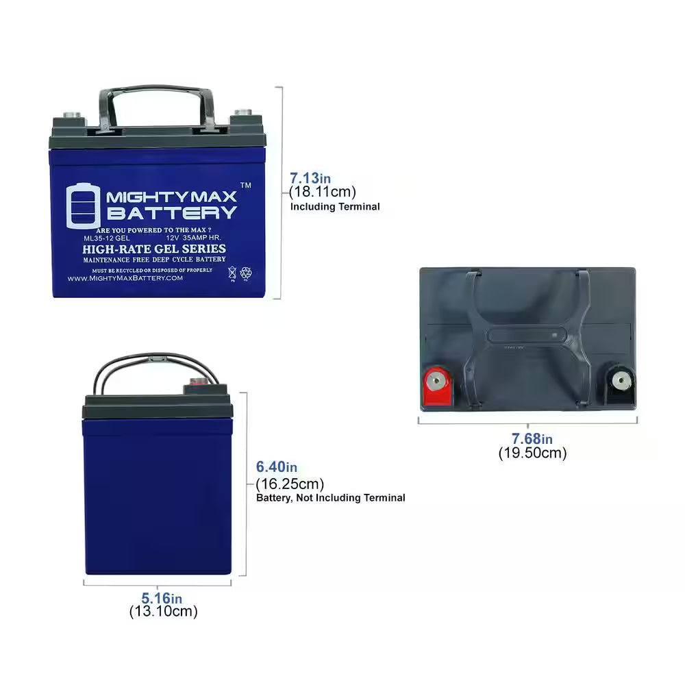 12-Volt 35 Ah Rechargeable GEL Sealed Lead Acid (SLA) Battery