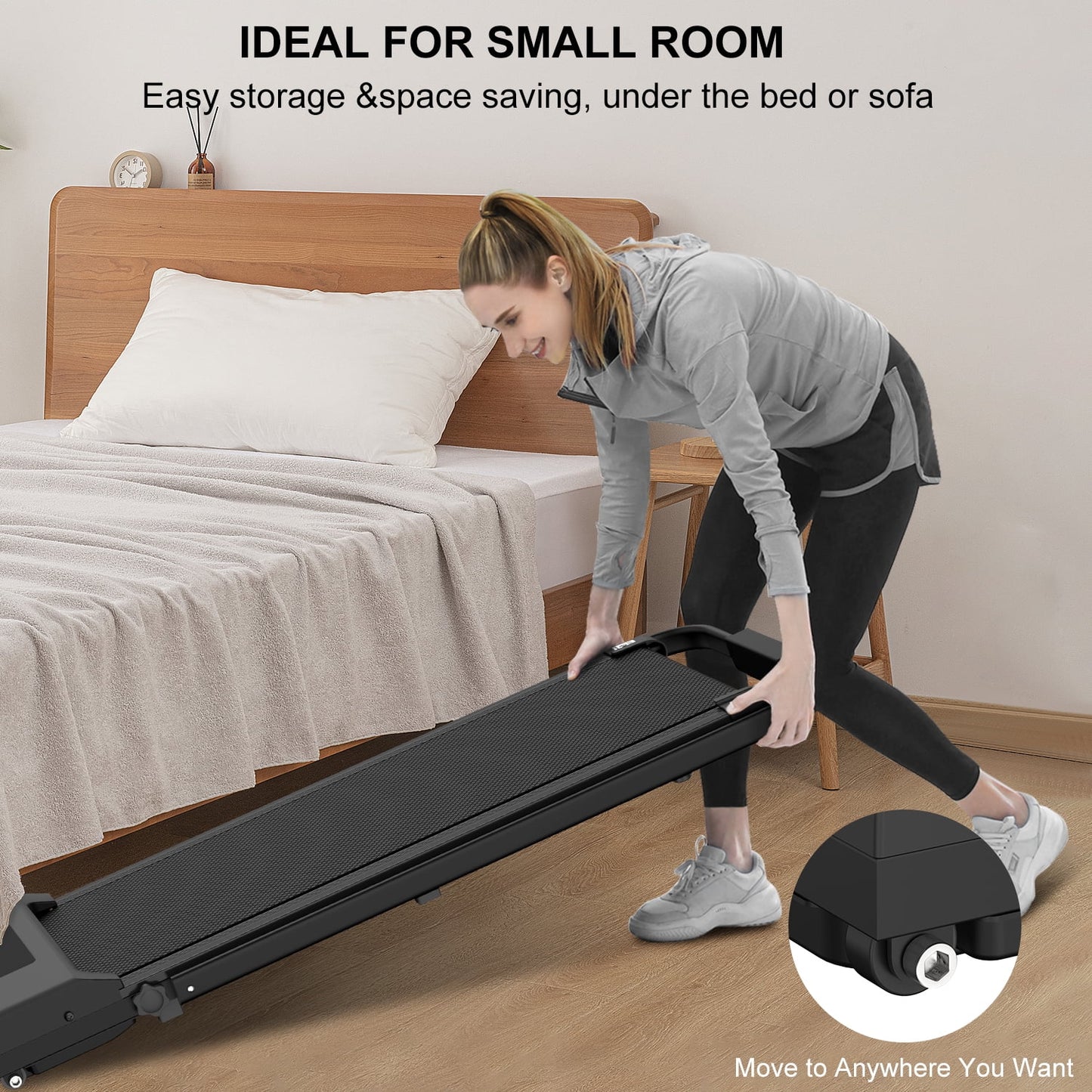 Foldable Walking Pad,2 in 1 under Desk Treadmill with Remote Control and LED Display,320Lb Capacity,Compact & Small Treadmill for Home & Office,Black
