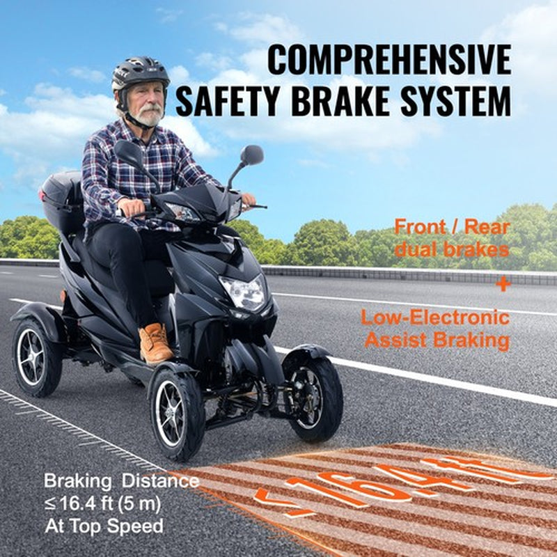 Heavy Duty 4-Wheel Mobility Scooters 40 Miles 3-Speed 500W 450Lbs Capacity