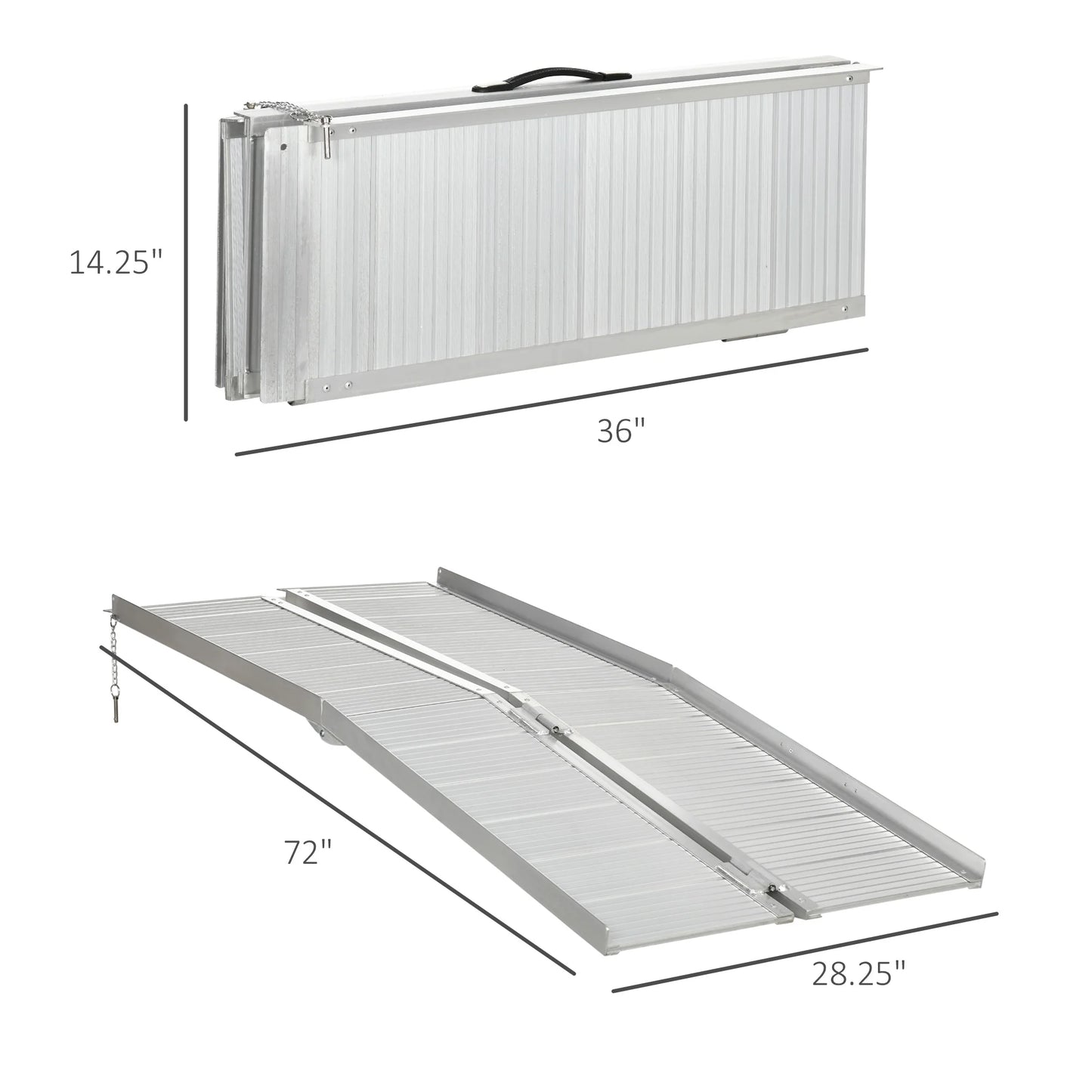 Wheelchair Ramp 6FT, Foldable Aluminum Threshold Ramp with Non-Slip Surface and Handle, 600Lbs Weight Capacity, Suitcase Handicap Ramp for Home, Doorways, Curbs, Steps