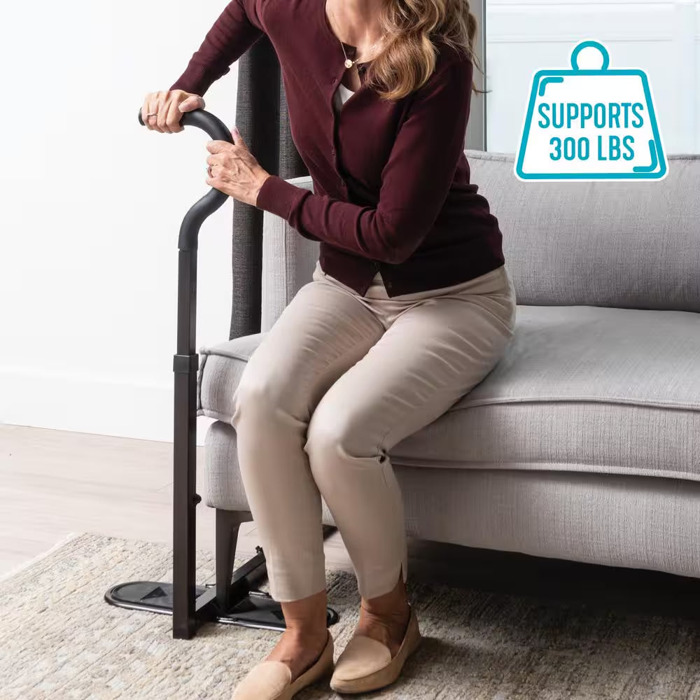 Universal Chair Cane Standing Aid with Ergonomic Stand Assist Handle in Black