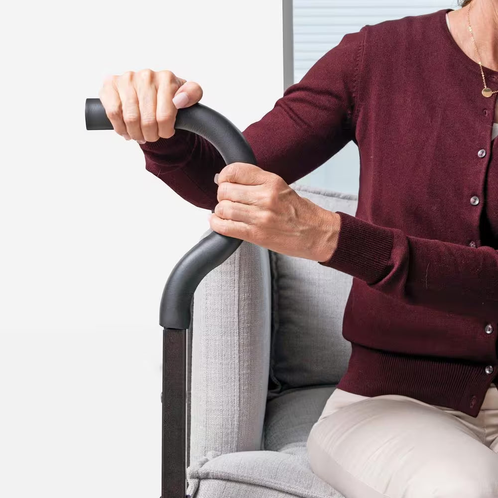 Universal Chair Cane Standing Aid with Ergonomic Stand Assist Handle in Black