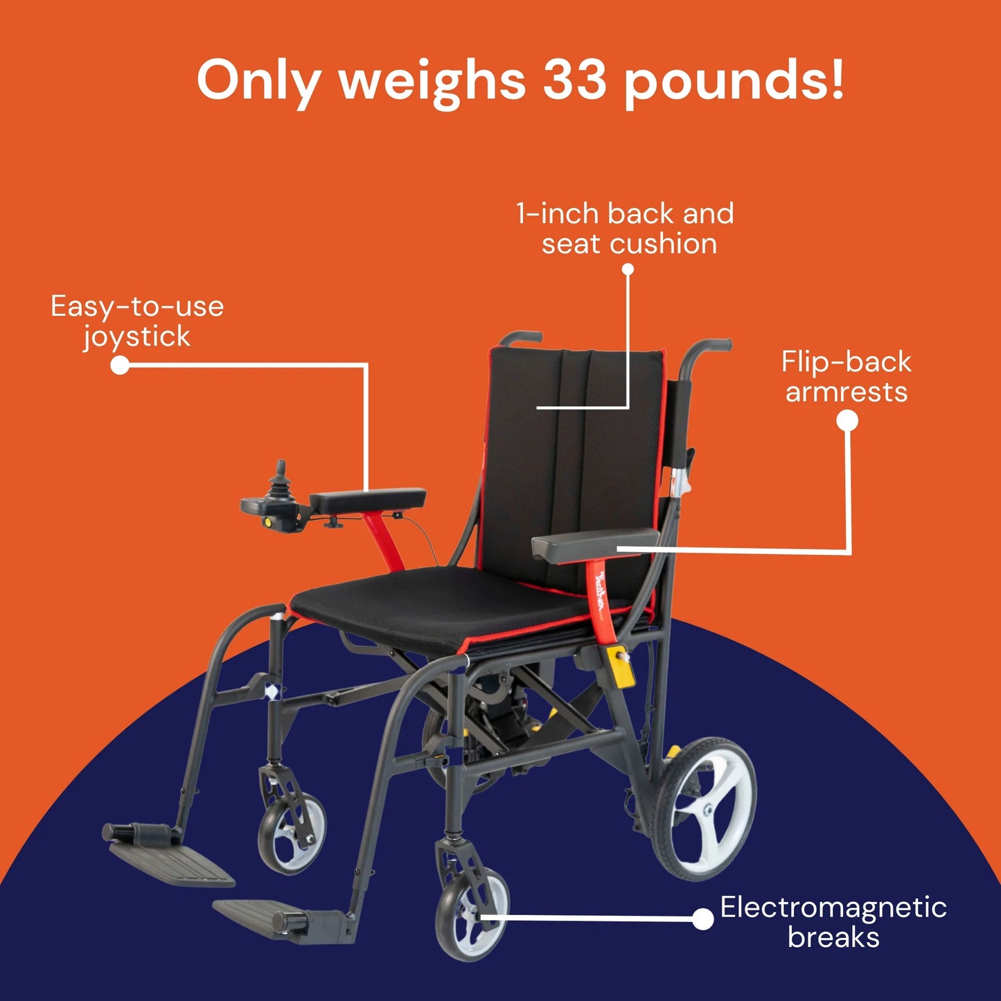 Mobility Power Wheelchair for Adults - Foldable, Lightweight Electric Wheelchair, 1 Ct