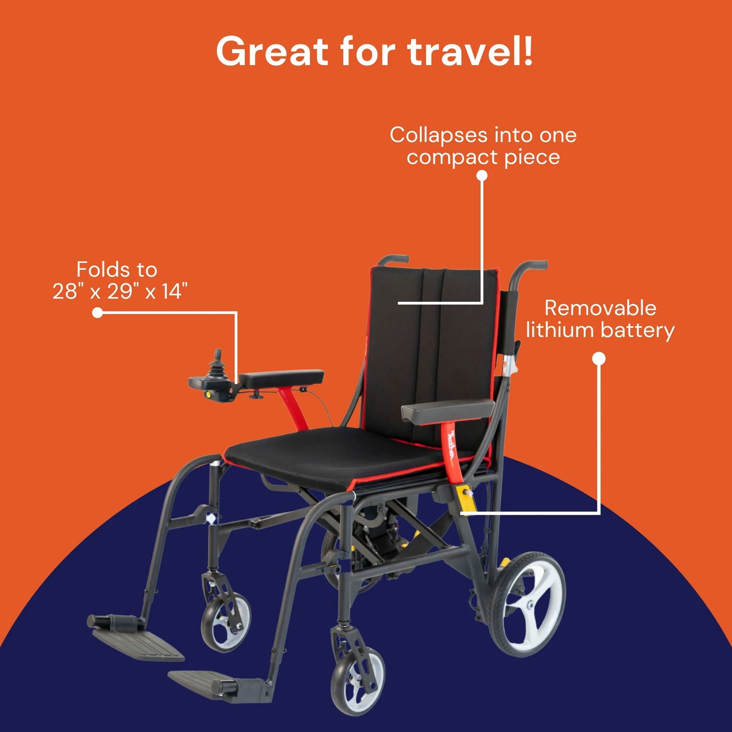Mobility Power Wheelchair for Adults - Foldable, Lightweight Electric Wheelchair, 1 Ct