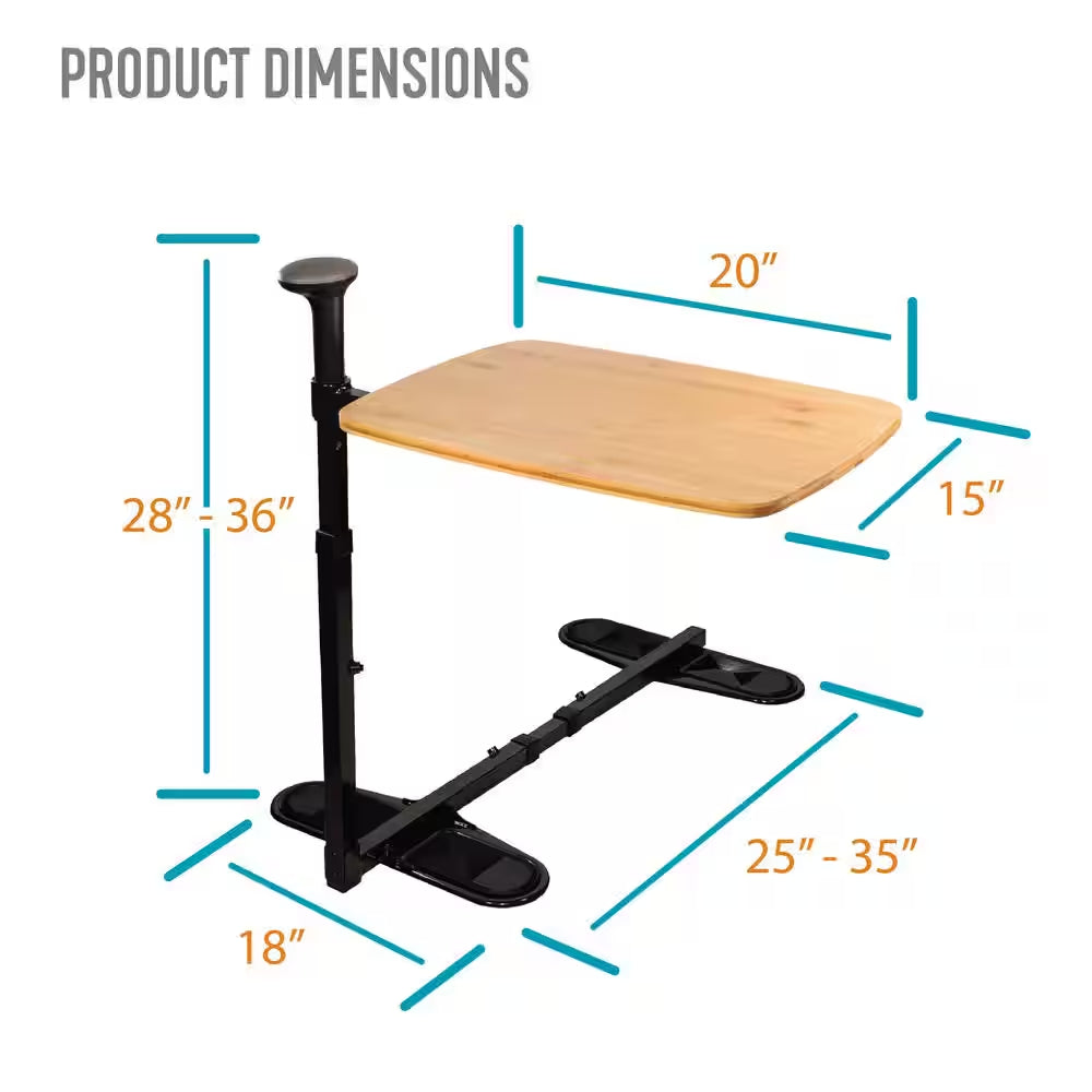 Omni Tray 20 In. X 15 In. Bamboo TV Tray Table with Adjustable Support Handle