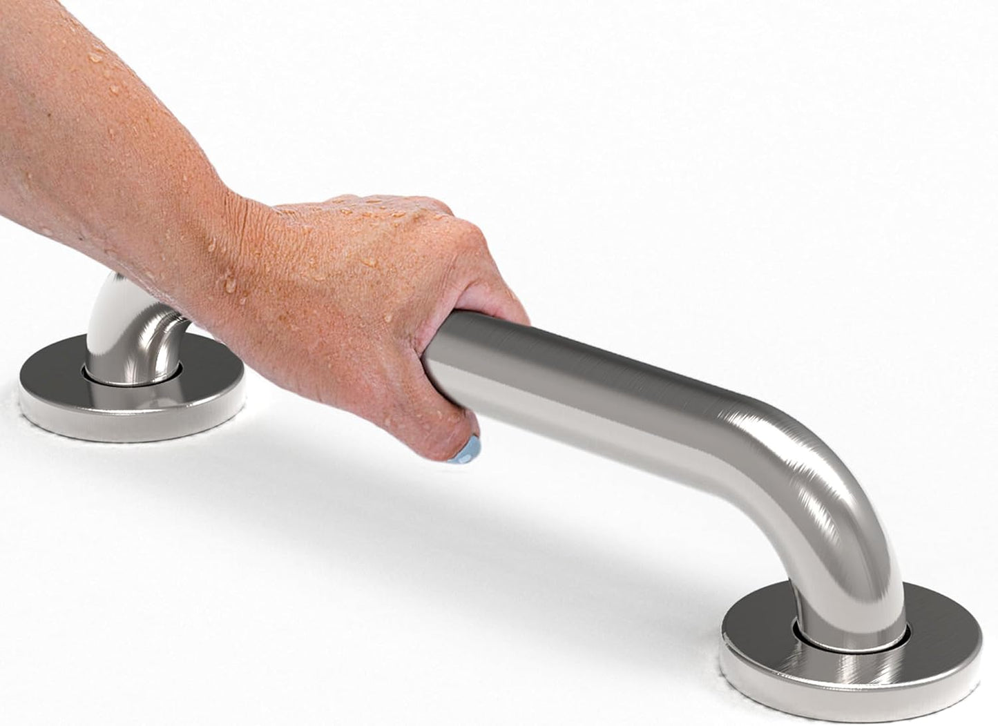 Ameriluck 2-Pack 1-1/4" X 12In Bath Safety Medical Handicap Grab Bars, ADA Handrail for Bathroom Shower Wall, Heavy Duty Grip Handles for Bathtub and Toilet, 500Lbs Weight Support, Brushed Nickel