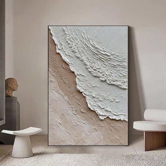 Modern Ocean Waves Abstract Hand-Painted Texture Oil Painting On Canvas Sea Wave Landscape Wabi-Sabi Style Wall Arts Decor Picture No Framed