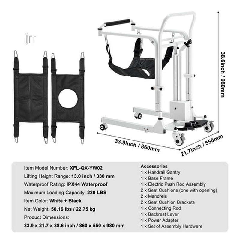 Electric Patient Lift Transfer Chair Folding Lift Adjustable Wheelchair