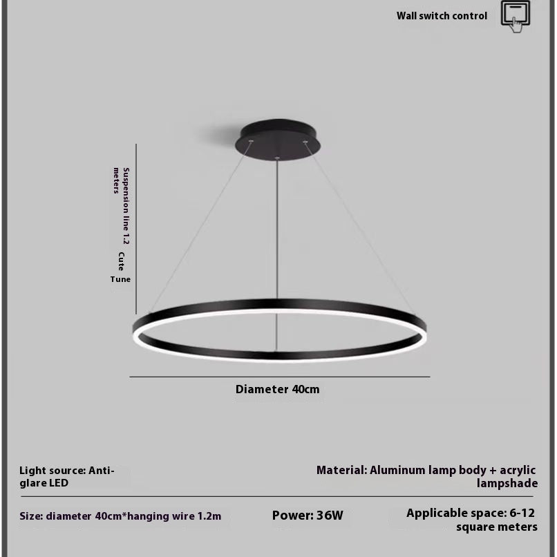 Living Room Lamps Modern Pole Ring Light LED Dining Room Personalized Chandelier