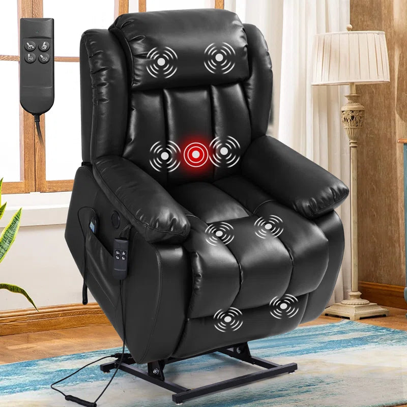 40.1'' Wide Dual Motor Faux Leather Power Lift Assist Standard Recliner with Massager