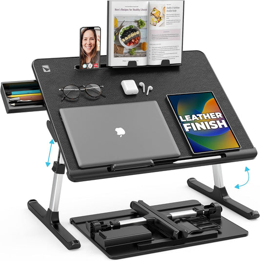 Cooper Desk PRO – Adjustable Leather Laptop Table for Comfort | Easeful Living