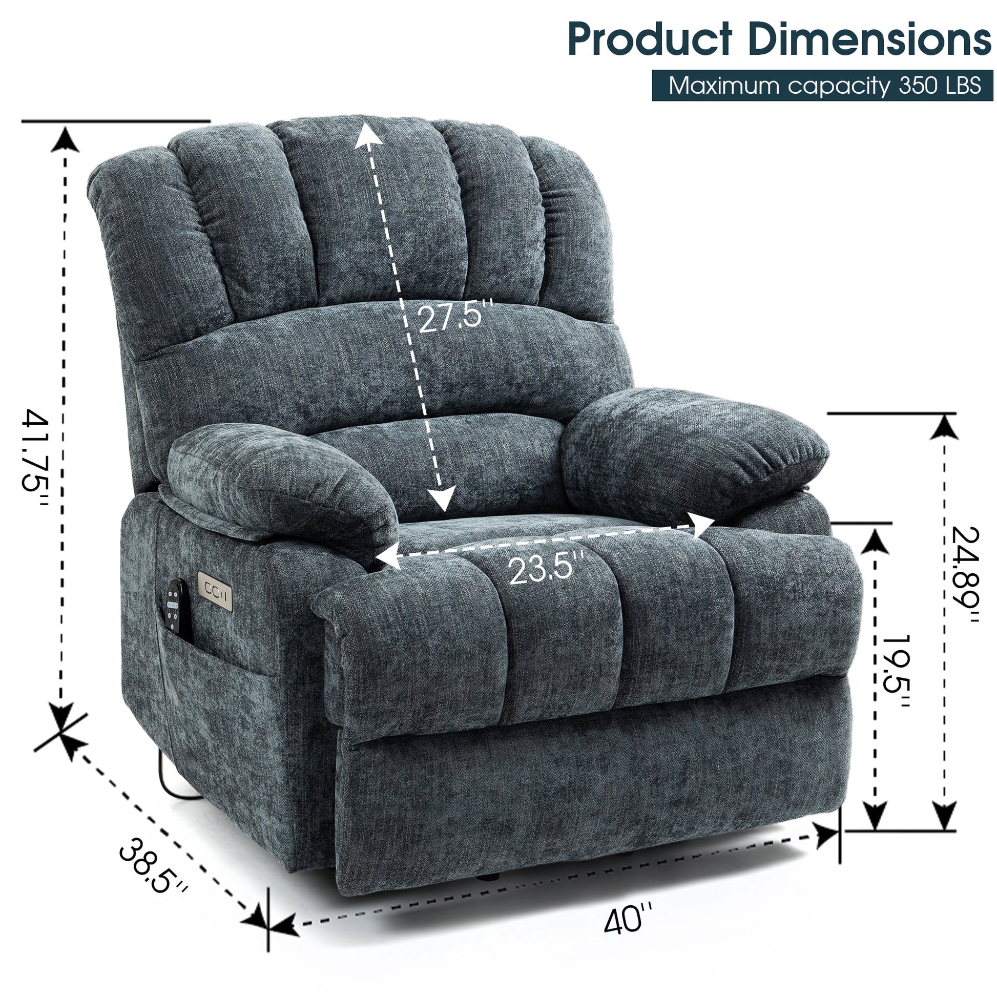 Power Lift Recliner Chair for Living Room,Extra Wide Recliner Massage Chair for Big and Tall People with Heated,Usb Charge Port,Infinite Position(Blue)