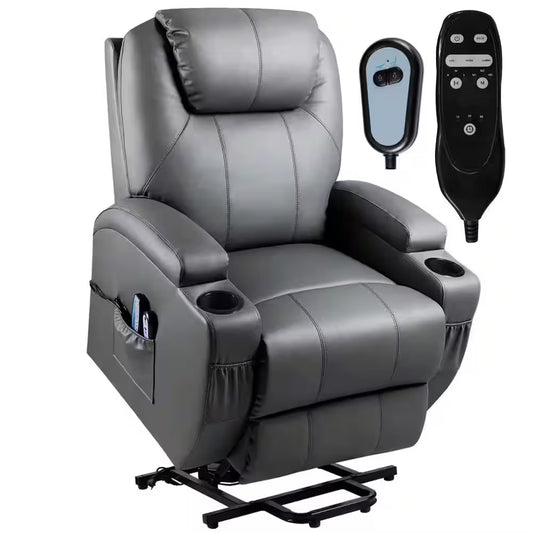 Gray Leather Power Lift Recliner – Ultimate Comfort