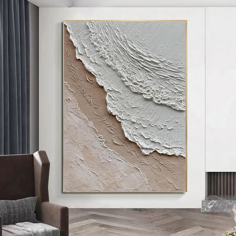 Modern Ocean Waves Abstract Hand-Painted Texture Oil Painting On Canvas Sea Wave Landscape Wabi-Sabi Style Wall Arts Decor Picture No Framed