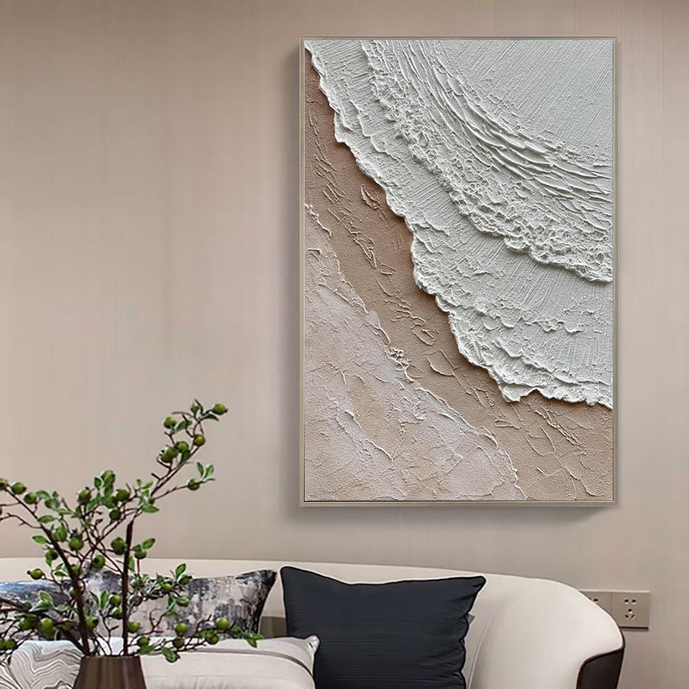 Modern Ocean Waves Abstract Hand-Painted Texture Oil Painting On Canvas Sea Wave Landscape Wabi-Sabi Style Wall Arts Decor Picture No Framed