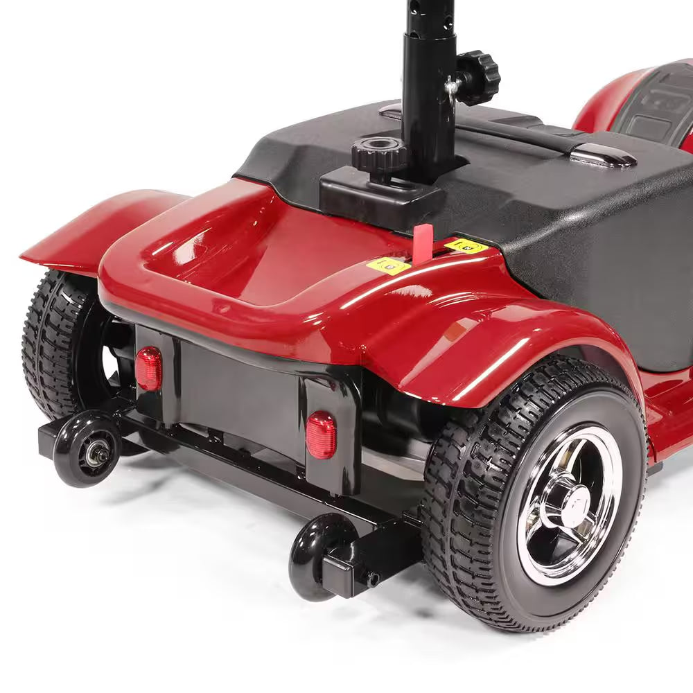 4-Wheel Electric Mobility Scooter Compact Heavy Duty for Adults Seniors Handicapped Elderly Travel Wheelchair-Red