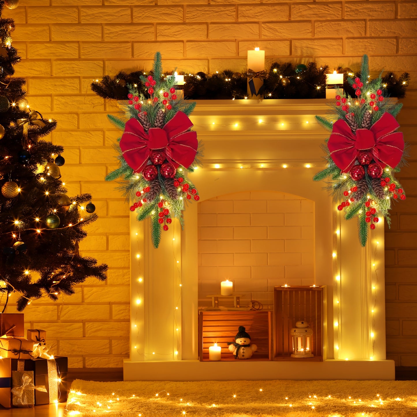 Flocking Garland Floor Hanging Stair Garland Decorative Ornaments