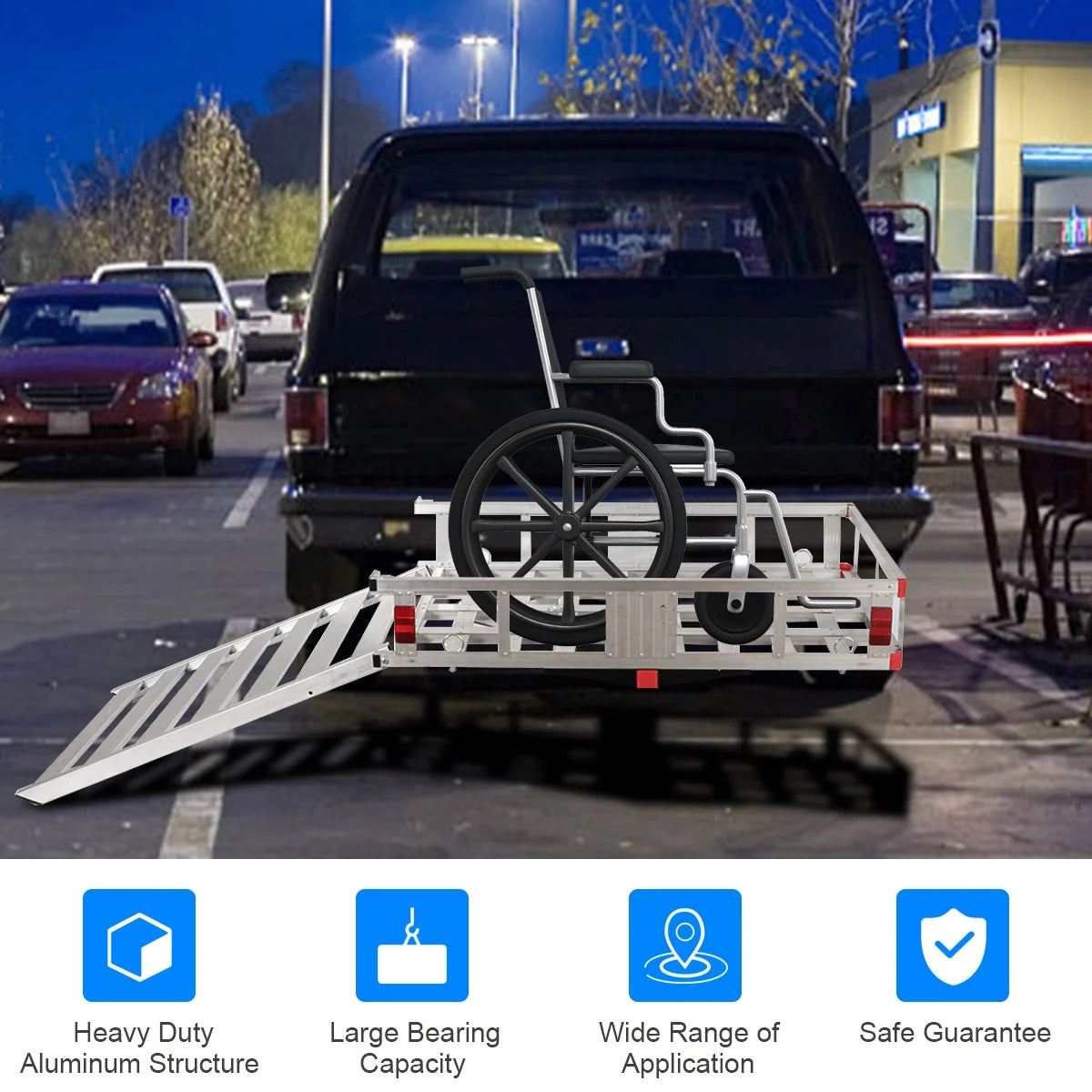 50'' X 29.5'' Aluminum Cargo Carrier with Ramp Hitch-Mounted Mobility Carrier Hauler