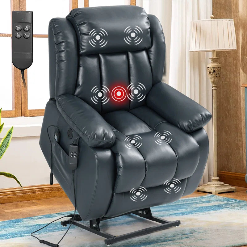 40.1'' Wide Dual Motor Faux Leather Power Lift Assist Standard Recliner with Massager