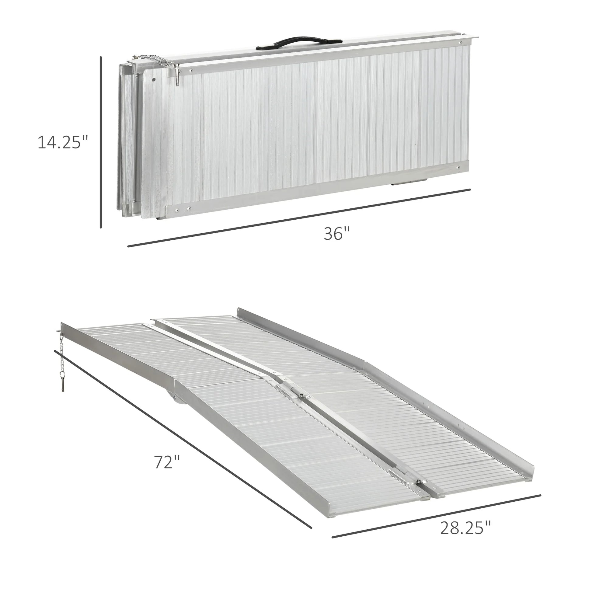 Wheelchair Ramp 6FT, Foldable Aluminum Threshold Ramp with Non-Slip Surface and Handle, 600Lbs Weight Capacity, Suitcase Handicap Ramp for Home, Doorways, Curbs, Steps