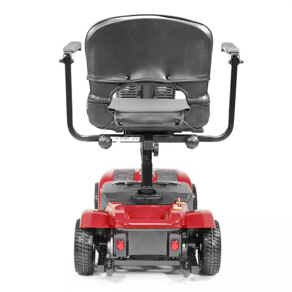 4-Wheel Electric Mobility Scooter Compact Heavy Duty for Adults Seniors Handicapped Elderly Travel Wheelchair-Red